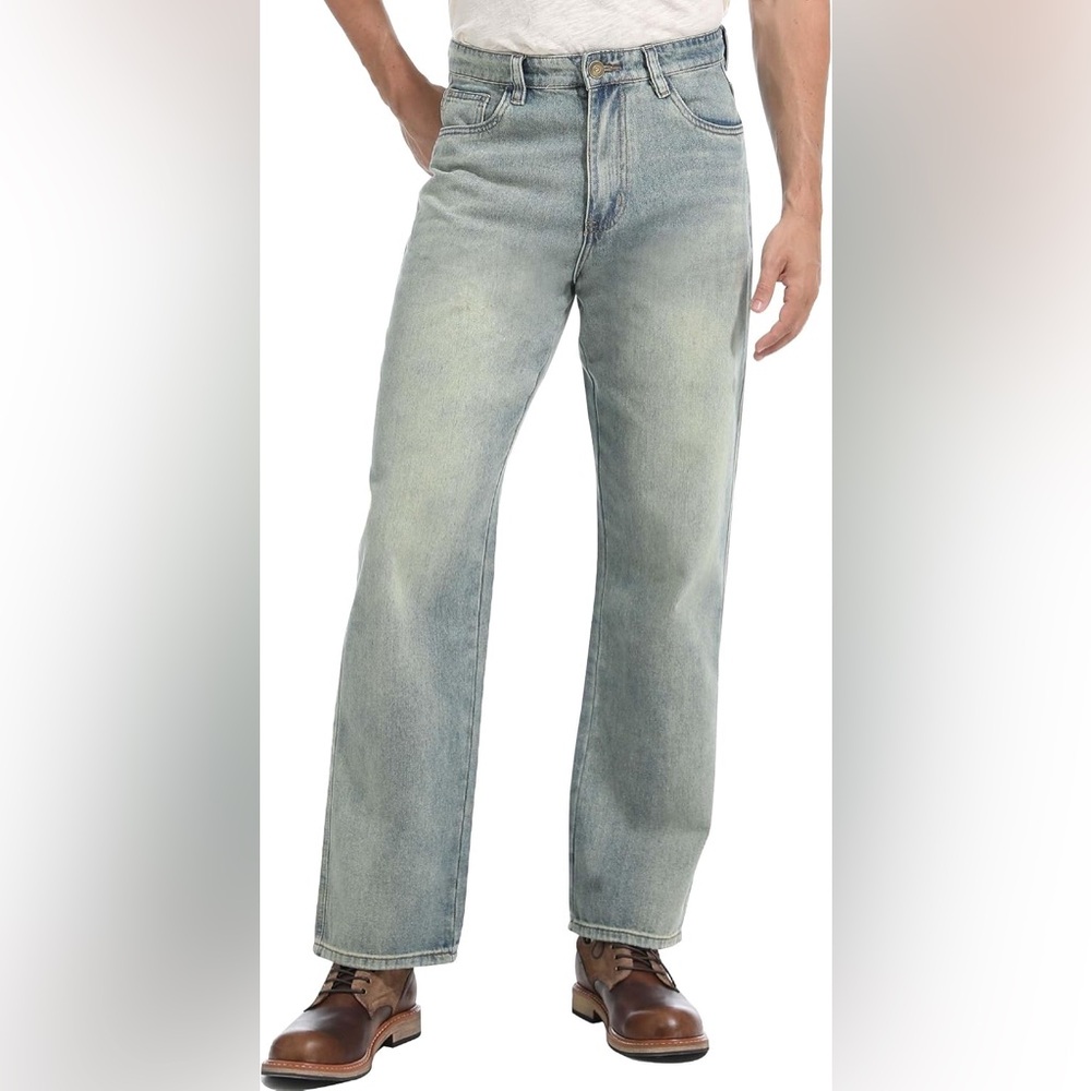 NWT- Men’s Denim Loose Fit Jeans/ Wide Leg/ Pants Vintage Washed 28W x 30L / 90s